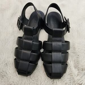 NEW Everlane The Day Black Leather Fisherman Sandals